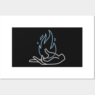 RETRO FLAME - Hand on fire (Print on back) Posters and Art